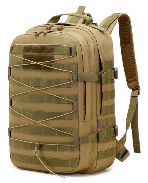 ORILOOSEN 35L tactical assault backpack, military backpacks,heavy duty zipper，outdoor canvas Knapsack,climbing/camping/hiking backpack,water resistant,Rucksack (01#Khaki)