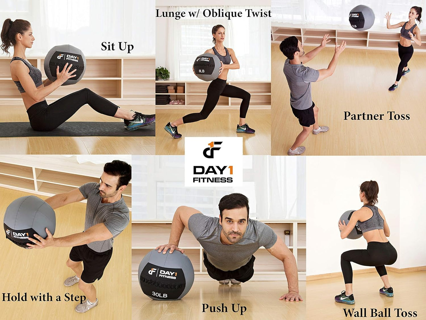 Soft Wall Medicine Ball 30 Pounds - Exercise,Rehab, Core Strength, Large Durable Balls for TRX, Floor Exercises, Stretching