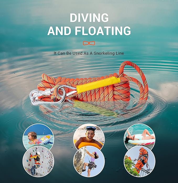 Nice C Climbing Rope, Rescue Rope, Construction Rope, Rock Climbing Rope, Static 10mm 32ft/64ft/96ft/160ft/230ft/500ft/985ft/1000ft with Carry Bag (Orange, 10M(32ft))