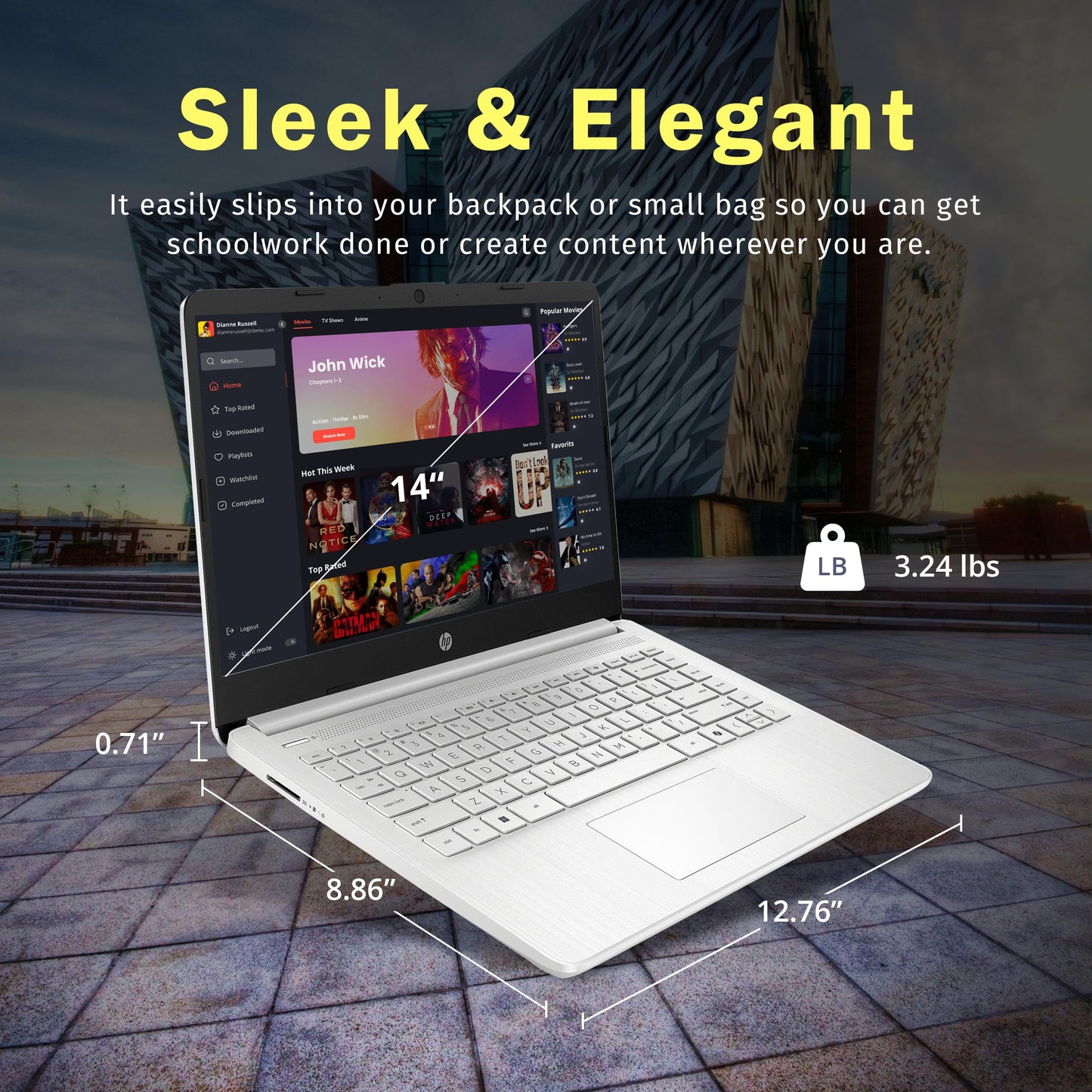 HP Stream 14" HD BrightView Laptop, Intel Celeron N150, 16GB RAM, 288GB Storage (128GB eMMC + 160GB Docking Station Set), Intel UHD Graphics, 720p Webcam, Wi-Fi, 1 Year Office 365, Win 11 S, Silver