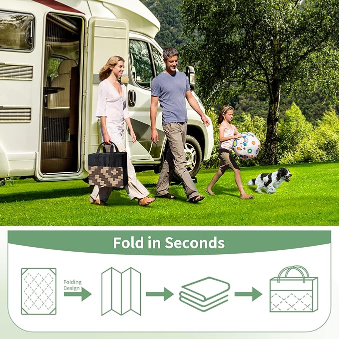GENIMO Outdoor Rug for Patio Clearance, 6'x9' Reversible Plastic Straw Rugs, Lightweight Waterproof RV Camping Mat for Camper, Balcony, Deck, Backyard, Picnic, Coffee & Brown
