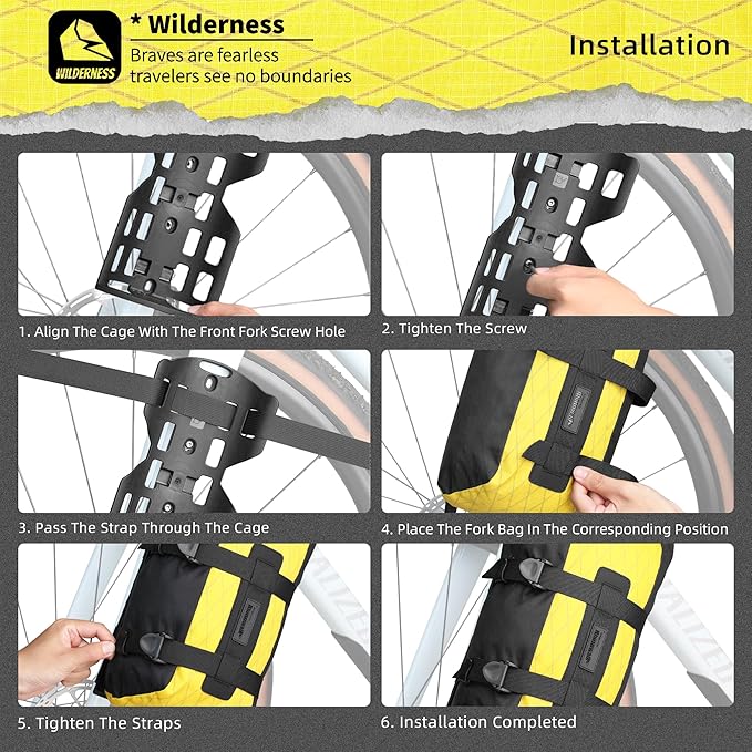 Rhinowalk Bike Front Fork Bag - Waterproof Pannier Saddle Bag - 6.5L for E-Scooter, Mountain, Road Bike Accessories - Black