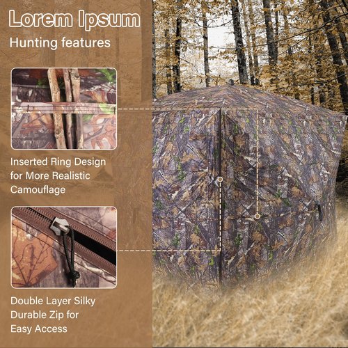 ANWEOR 360 Degree See Through Hunting Blind 3-4 Person Easy Pop Up Ground Blinds with Carrying Bag Portable Resilient Hunting Blind for Deer Hunting Turkey Hunting