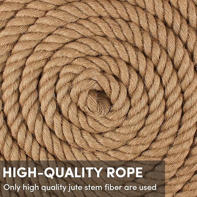 Twisted Manila Rope 1 in x 50 feet Natural Hemp Rope for Docks Railing Nautical Landscaping Crafts Tug of War Marine Tie-Downs Hammock Home Decorating DIY Projects