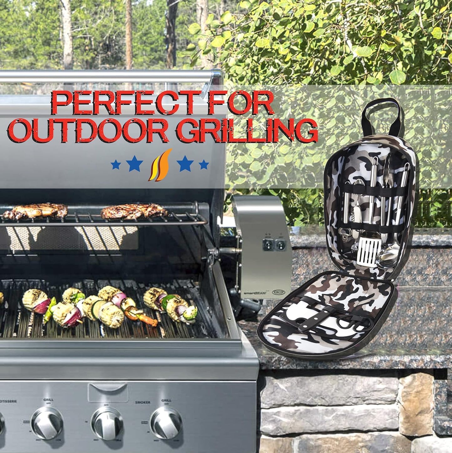 Wellmax 10-Piece Stainless Steel Camping Cooking Set – Compact All-in-One Cookware Kit with Utensils & Travel Bag for Campers, Hikers, Outdoor Adventures, Purple Camo Color