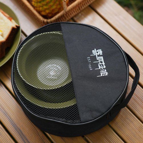 喜马拉雅 Medium Stainless Steel Plate Portable Non-stick Dinnerware for Youth, Adults, Family, Camping, Hiking, Beach, Outdoor Use 7.09 inch Black (5 packs set green)