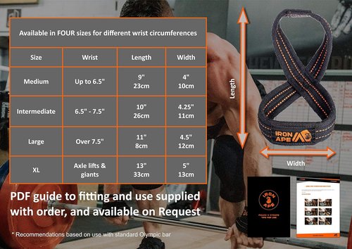 Figure 8 Straps for Deadlift, Weight Lifting, Shrugs, and Weightlifting. Heavy Duty Cotton, 4 Sizes