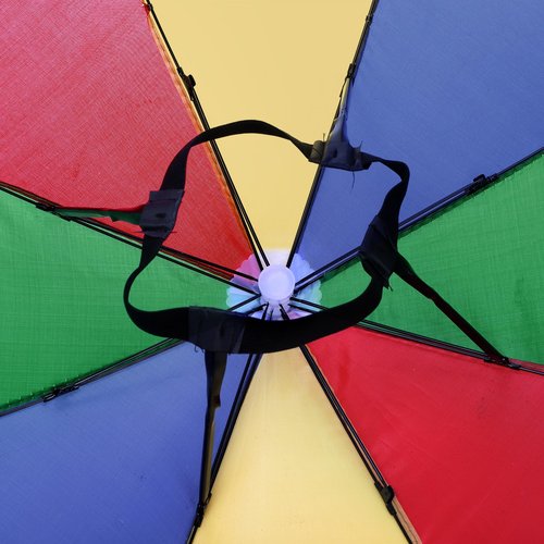 Covzoe 10 Pack Umbrella Hat, Rainbow Head Umbrella Cap with Elastic Band, 21 Inch Folding Waterproof Fishing Umbrellas Cap for Camping, Gardening, Beach Hiking, Outdoor Sun Protection