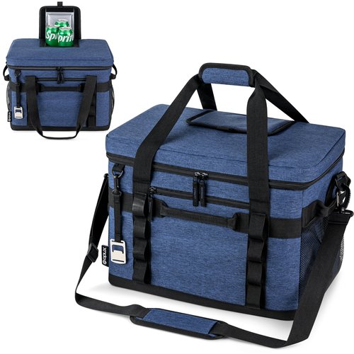 OPUX Cooler Bag, 60 Cans Insulated Soft Collapsible Portable Cooler, Soft Sided Leakproof Cooler for Beach Camping with Shoulder Strap, Ice Chest for Travel Road Trip Picnic, Navy Blue