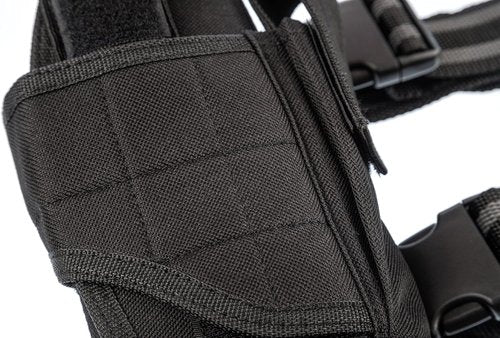 Leg Holster Wrap Around Thigh Design for Men and Women with Fully Adjustable and Removable Belt Hanger Strap, Black