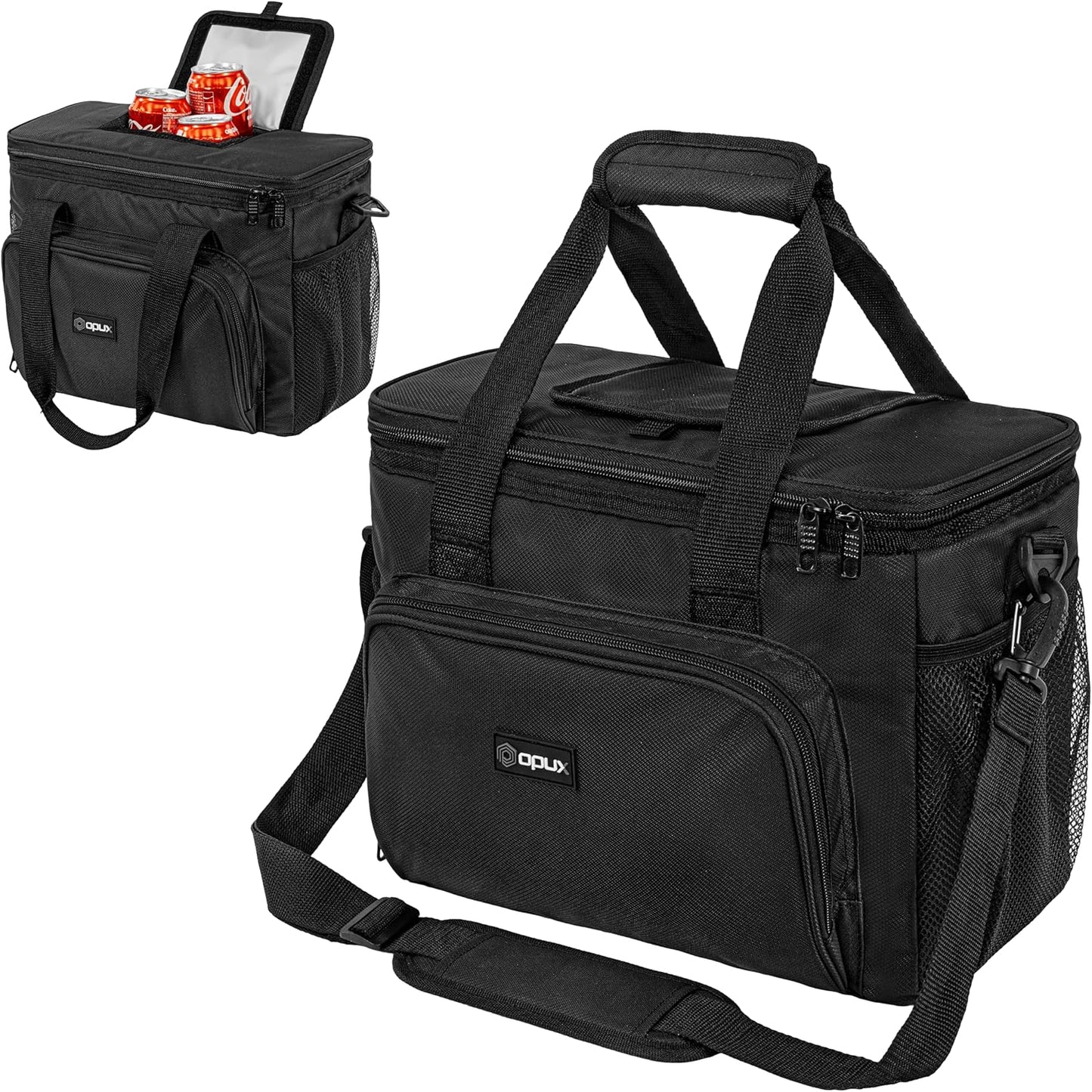 OPUX Soft Cooler Bag, Insulated Collapsible Lunch Cooler Bag for Men Work Camping Beach Travel, Portable Soft Sided Leakproof Waterproof Large Lunch Bag Box with Shoulder Strap 18 Cans, Heather Navy