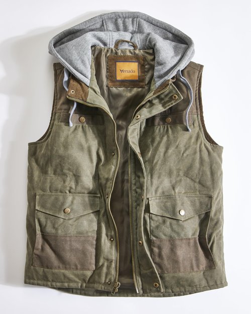 Venado Defender Concealed Carry Hooded Vest - Interior Conceal Carry Pockets (Moss, 2XL)