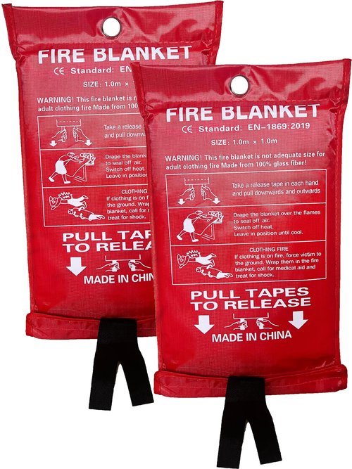 Lovelin 2-Pack Emergency Fire Blanket - 40' x 40' Fiberglass Fire Blanket (Red)