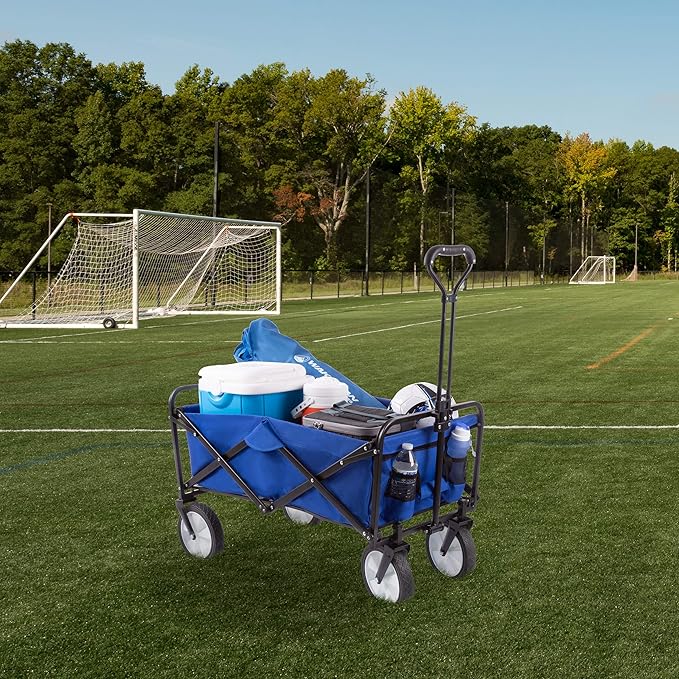 Wakeman 75-CMP1096 Outdoors Folding Wagon – Collapsible All-Terrain Utility Pull Cart with Telescoping Handle for Camping, Beach, Sports or Grocery Shopping
