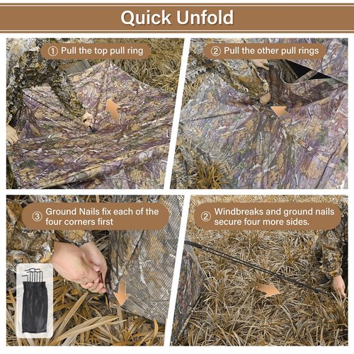 ANWEOR See Through Hunting Blind 270 Degree Portable Resilient Hunting Blind with Carrying Bag Easy Pop Up Ground Blinds for Deer Hunting Turkey Hunting 66x58x58 in