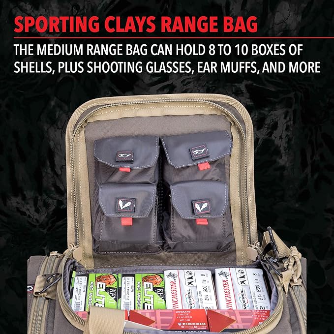 G.P.S. Sporting Clays Range Bag , Secure Ammo & Shooting Accessories Storage, Durable Waterproof Tactical Gear,Olive