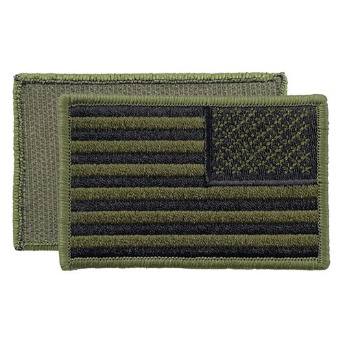USA American Flag Patch 3 x 2 Templar Armoury - Premium Embroidered - Hook and Loop - United States of America - Military Uniform - US Flag Patch - Olive Drab Green (Right Side)