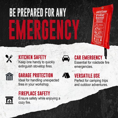 Ready Hour Fire Blanket, Large Fire Blanket (47.2 x 70.8 Inches), Fire Blanket for Kitchen, Fire Blanket for Home, Emergency Fire Blanket, Emergency Kit Essentials, Emergency Kit Items, Fire Safety