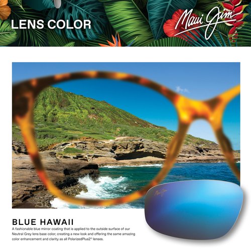 Maui Jim Men's Keha Rectangle Sunglasses, Matte Black/Blue Hawaii Polarized, Large