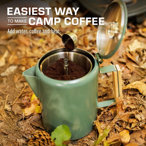 COLETTI Bozeman Camping Coffee Pot — Camping Coffee Makers, Coffee Percolator – America's Sleekest Percolator – NO Aluminum or Plastic (Camp Green)