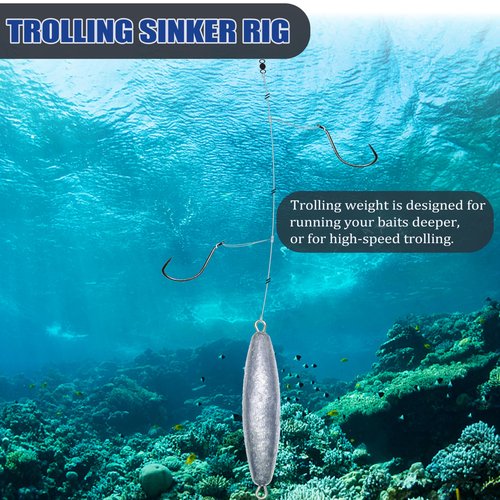 Trolling Weights Inline Fishing Weights Sinkers Double Ringed Weights for Saltwater Freshwater Fishing Get Lures Deeper 1oz to 5oz