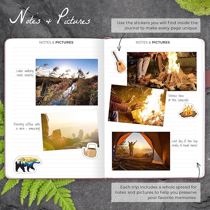Clever Fox Camping Journal – Camper Log Book & RV Trip Planner – Outdoor Camp Journal & Adventure Travel Notebook – 12 Trips Total, 8 Pages per Trip – Hardcover, A5 Size (Rose Gold)