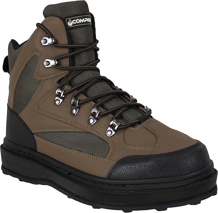 Compass 360 Men's Fishing River Durable Non Slip Ledges Cleated Sole Wading Shoes Boots
