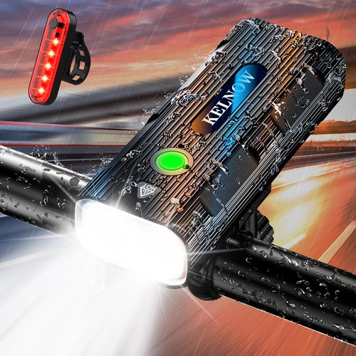 Bike Lights for Night Riding, 15.5H Runtime Aluminum Bicycle Light Front and 40H Runtime Taillight, IPX5 Rechargeable Headlight Rear Light