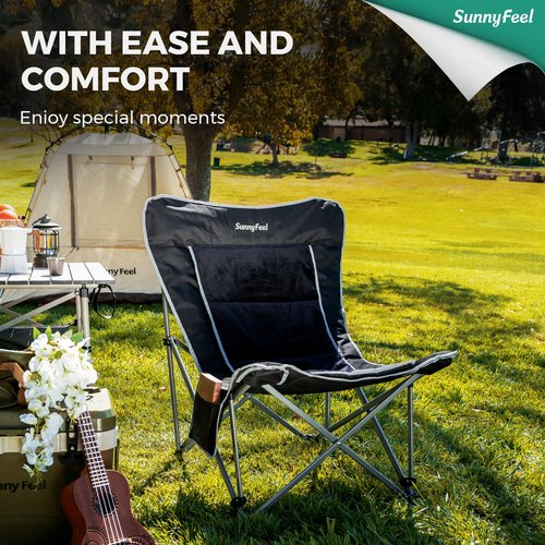 SUNNYFEEL Oversized Camping Folding Chair for Outdoor Camp with Cup Holders & Carry Bag, Versatile Indoor-Outdoor Comfy Butterfly Chair for Adults, Beach, Picnic, Hiking, Living Room