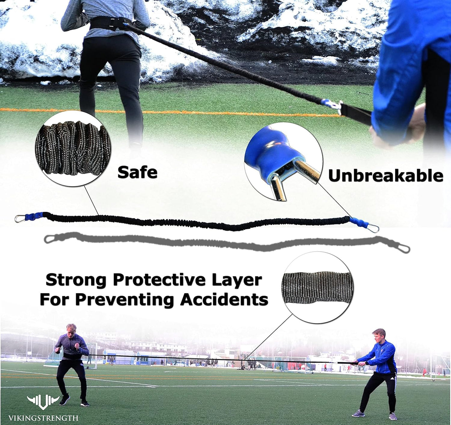 Vikingstrength - 360° Resistance Running Training Bungee Band (Waist) for Speed, Fitness Agility, Speed Strength – Gym Equipment for Football, Basketball, Solo or Partner + V-Strength Workout App