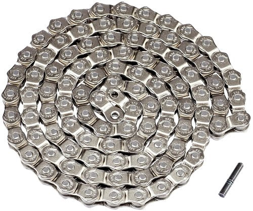KMC Bike Chain HL1, Half Link BMX Chain, Maximum Adjustability, Super Smooth Single Speed Chain, Nickel Plated Bicycle Chain, Bike Chain with Bullet Joining Pin, 1/2" X 1/8" - 100 Links