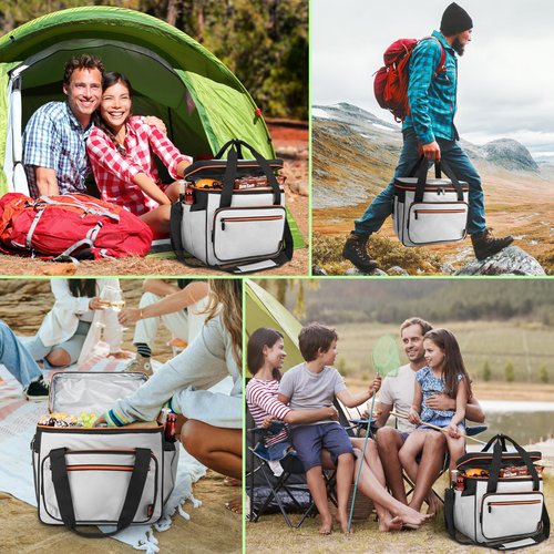 Tirrinia Insulated Cooler Bag-24 Cans Portable Collapsible Soft Sided Ice Chest, Leak-Proof with Zipper Cooler Box for Beach, Drink, Travel, Camping, Picnic