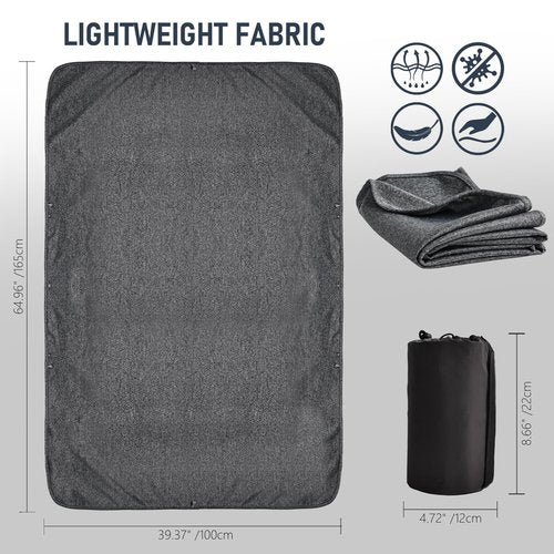 MUEUSS Travel Blankets for Airplane,Train,Car,Soft Compact,Adult Wearable Hoodie Blanket for Office Women,Desk Blanket, Office Chair Blanket Wrap for All Season Use,Camping Blankets 65" x 40",Gray