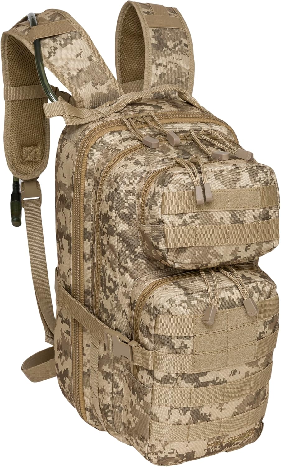 Surge Tactical Hydration Pack Military Backpack with MOLLE System | Survival Bug Out Bag | 22L Storage Capacity + 3L Reservoir (Digital Sand)