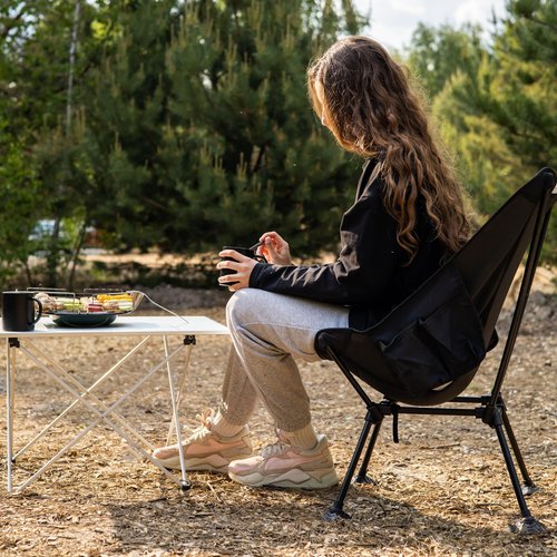 OLSUS Portable Camping Chair, Compact Folding Beach Chair, Lightweight Camping Chair, Portable Folding Chair, Travel Chair, Park Chair, Festival Chair, Field Chair, Ultralight Chairs for Adults, Black