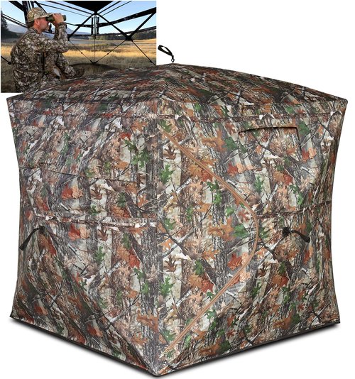 RODANNY Hunting Blind, 270 Degree See-Through Ground Blind 2-3 Person, Pop-Up & Portable Durable Hunting Blind with Carry Bag, for Deer & Turkey Hunting