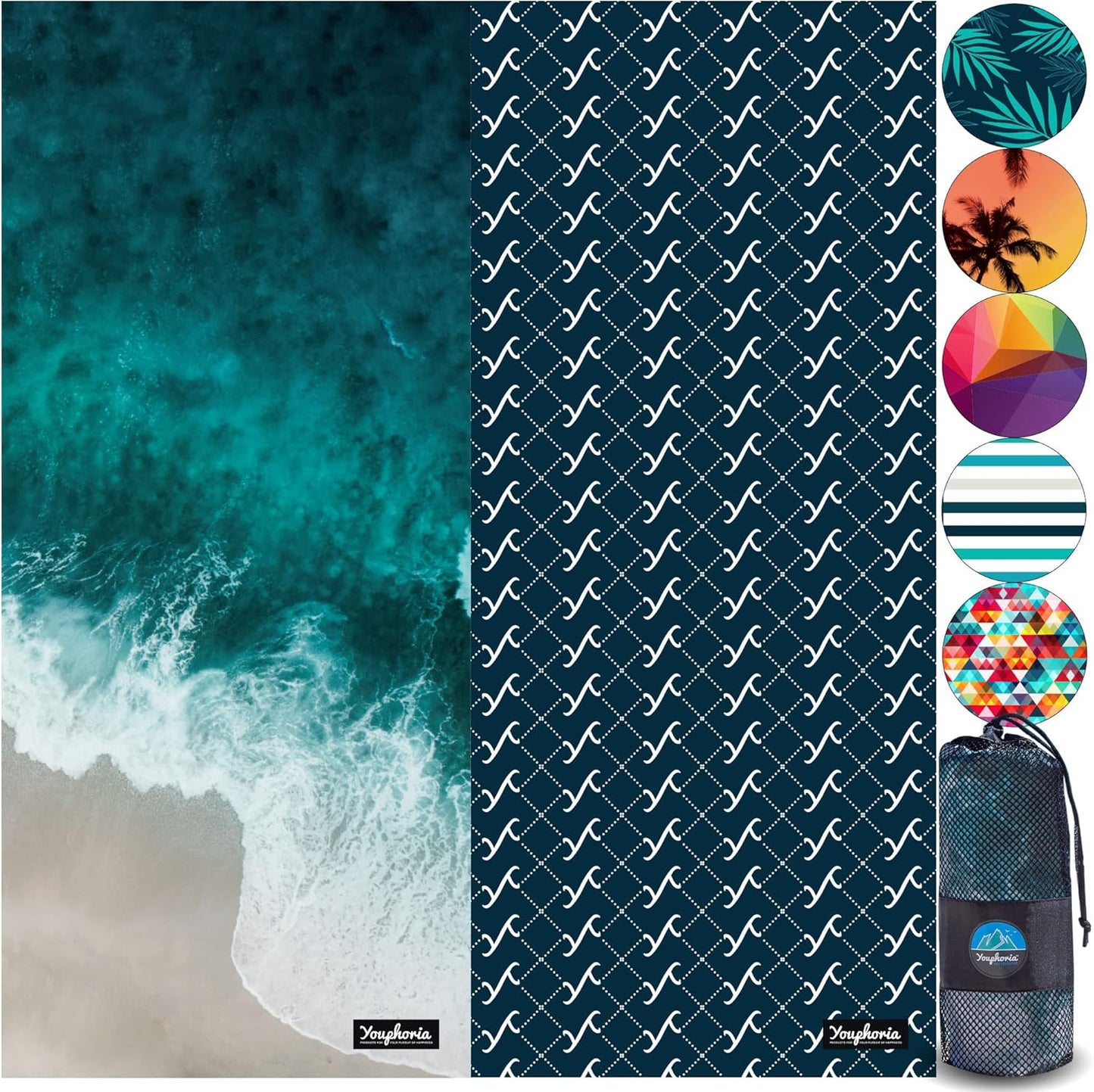 Youphoria Microfiber Travel Towel Fast Drying Lightweight - Quick Dry Towel for Camping, Beach, Backpacking, Hiking & Sport