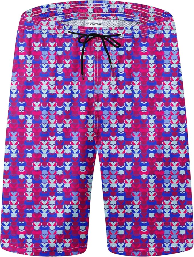 Mens Swim Trunks Quick Dry Board Shorts with Mesh Lining, Breathable Surf Beach Shorts Swimwear Bathing Suits