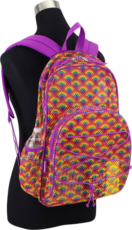 Lightweight Eastsport Mesh Beach Backpack - See-Through Travel Bag for College, Swim & Gym - Black