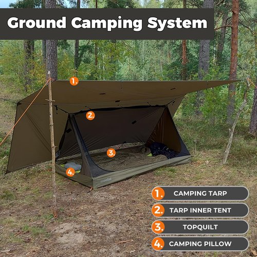 onewind Mesh Tent for 2 Person, 2 Openings Inner Tent for Tarp Ultralight Trekking Pole Tent Tarp Backpacking Netting Tent with Waterproof Bathtub Floor, No Trekking Pole Included