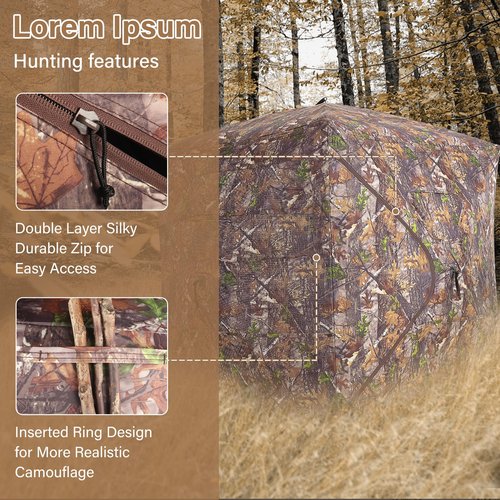 ANWEOR See Through Hunting Blind 270 Degree Portable Resilient Hunting Blind with Carrying Bag Easy Pop Up Ground Blinds for Deer Hunting Turkey Hunting 66x58x58 in
