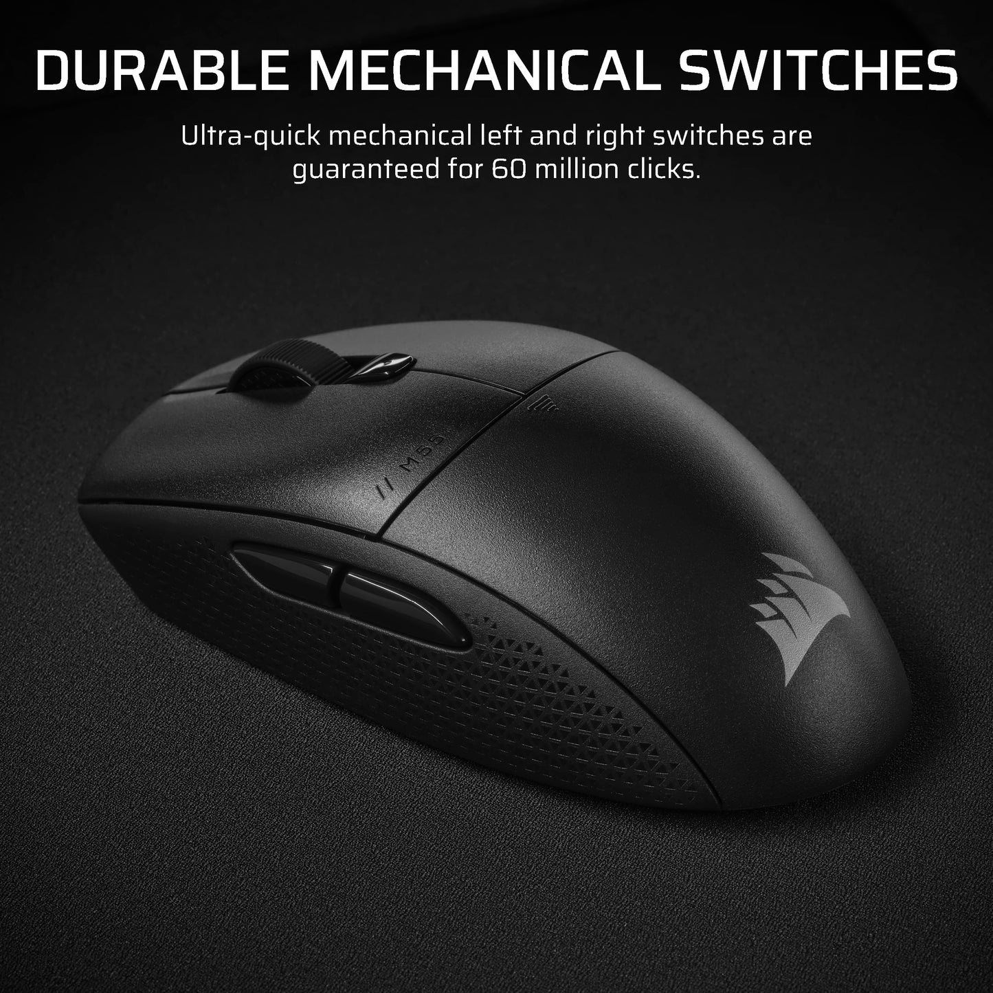 Corsair M55 Wireless Lightweight FPS Gaming Mouse – 2.4GHz & Bluetooth – 24,000 DPI – Long-Lasting Battery Life – Six Programmable Buttons – Textured Side Grips – Black