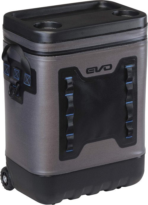 Evolution Outdoor Leak Resistant Insulated EVO Premium Rolling Cooler with ABS Molded Top, 8 Accessory Loops, Retractable 4-Stage Handle