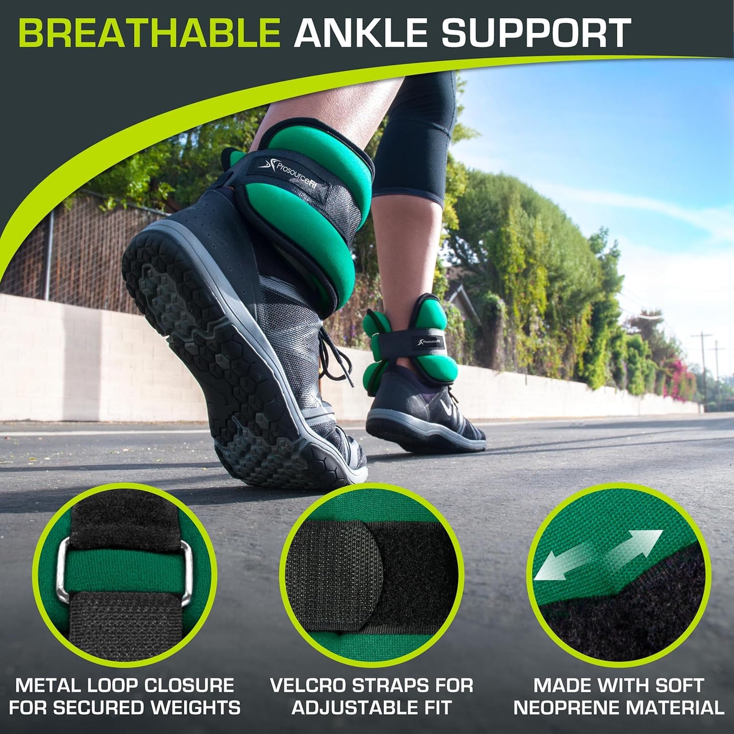 ProsourceFit Ankle/Wrist and Arm/Leg Weights Set of 2, Adjustable Strap 1 lb-5 lb, Adjustable Weight 15 lb, 10 lb, 7 lb for Men and Women