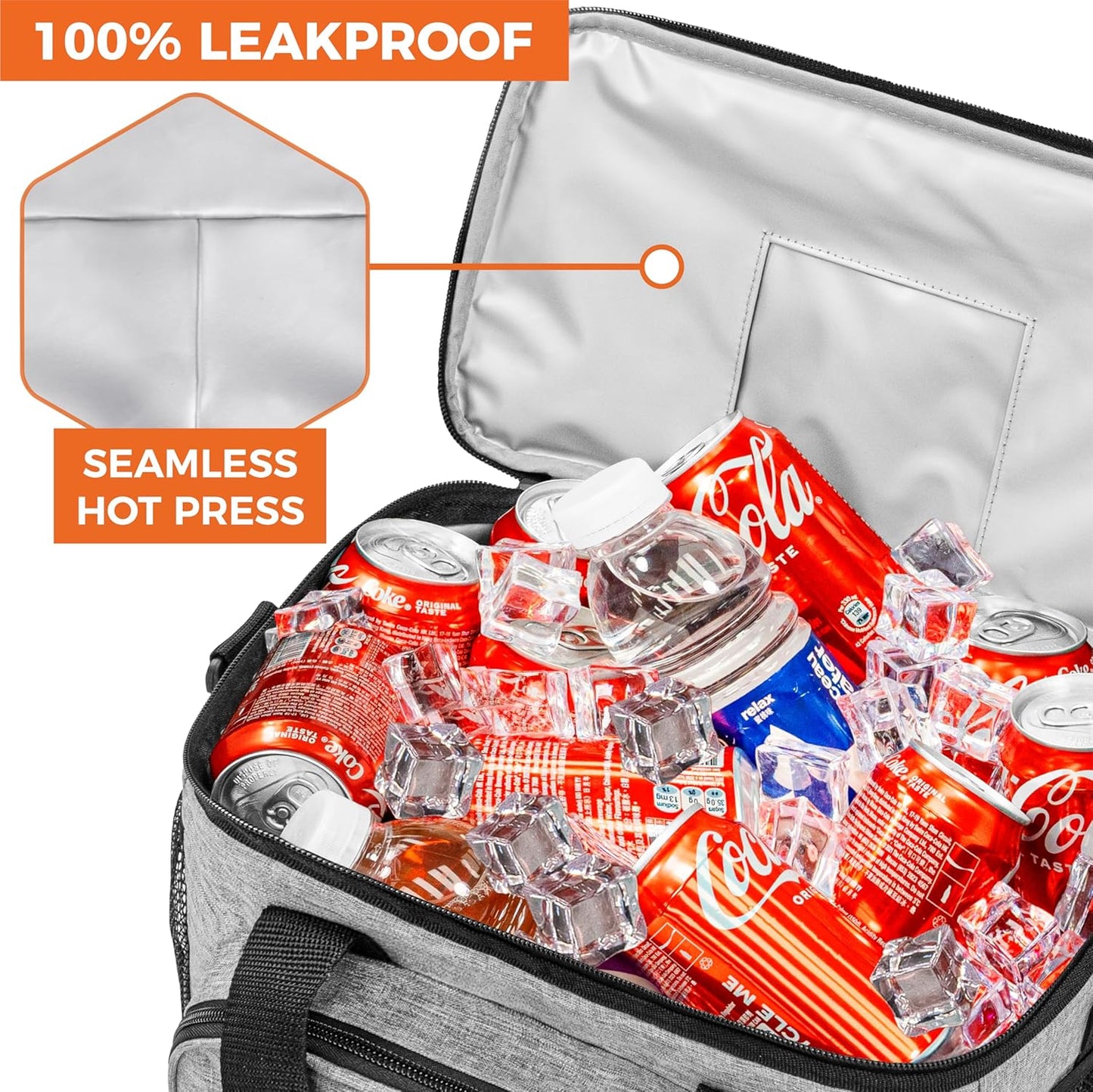 OPUX Soft Cooler Bag, Insulated Collapsible Lunch Cooler Bag for Men Work Camping Beach Travel, Portable Soft Sided Leakproof Waterproof Large Lunch Bag Box with Shoulder Strap 18 Cans, Heather Navy
