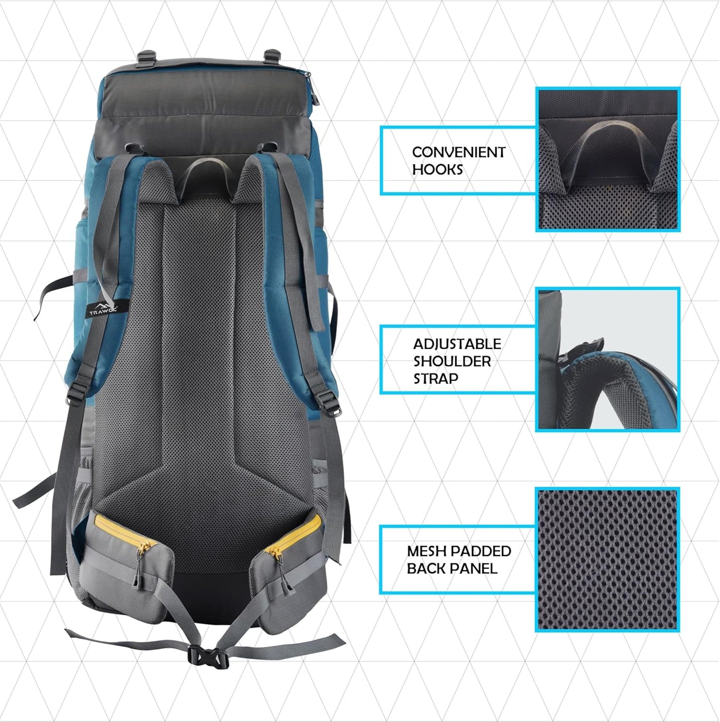 STONEX 60 Ltr Travel Backpack Trekking Rucksack bag for Men & Women Travel Camping Hiking Backpack, Sky Blue