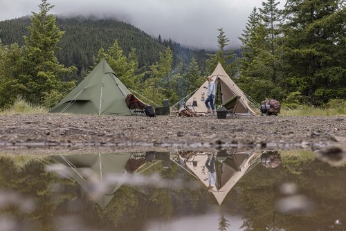 DOD RX Pyramid Tent for Camping - Durable All Season Teepee Tents for Adults - 6 Person Tipi Pyramid-Shaped Camping Tents - Quick Easy Setup - Large