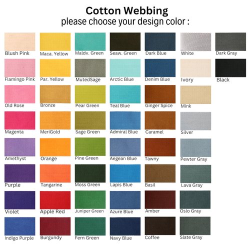 1" & 1.5'' & 2" Cotton Webbing - 5 Yards - 50+ Colors -%100 Natural Cotton - Turkish Woven - Heavy Duty 1 Inch 1.5 Inch 2 Inch Canvas Webbing for Sewing Straps Bag Climbing Indoors Craft DIY 11592