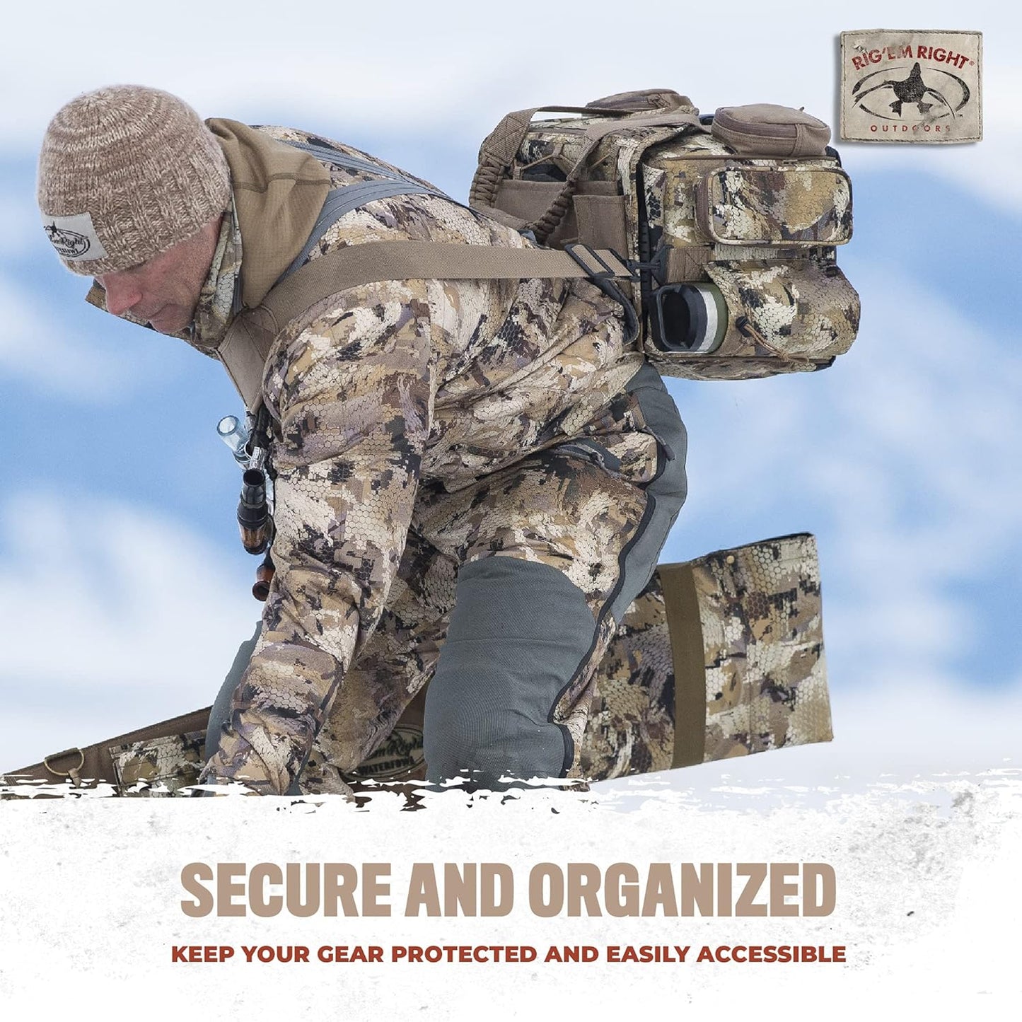 Rig'Em Right Waterfowl Shell Shocker XLT Duck Hunting Blind Bag with Molded Ammo Compartments, Sunglasses Case, Drink Holder and More (Gore Optifade March Camo)