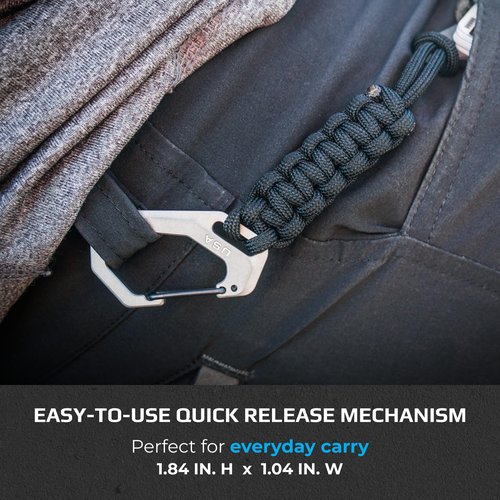 Trayvax Carabiner Clip, Heavy Duty EDC Quick Release Keychain with Attachment Point for Keys, Key Clip for Everyday Carry, Titanium